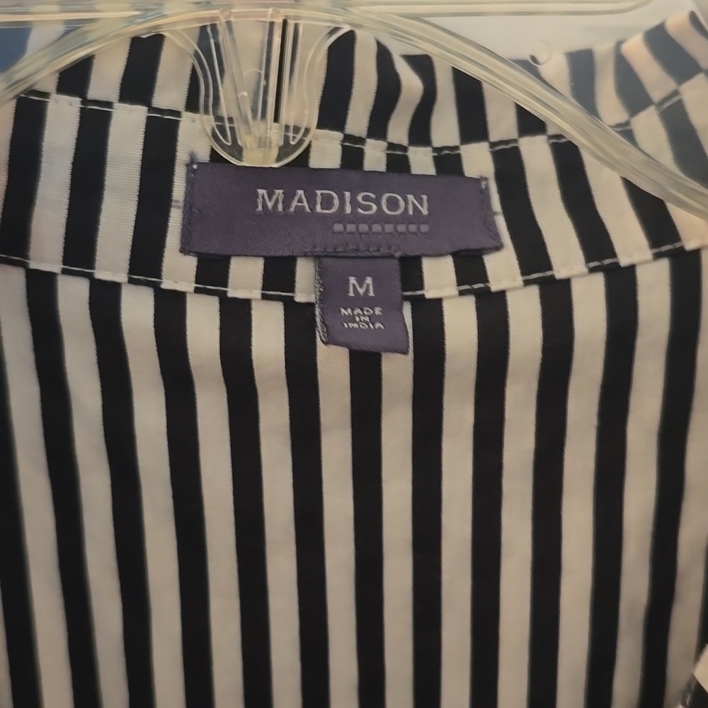 Madison Striped Button Down Cotton Dress Size M (0728C) - Picture 2 of 7